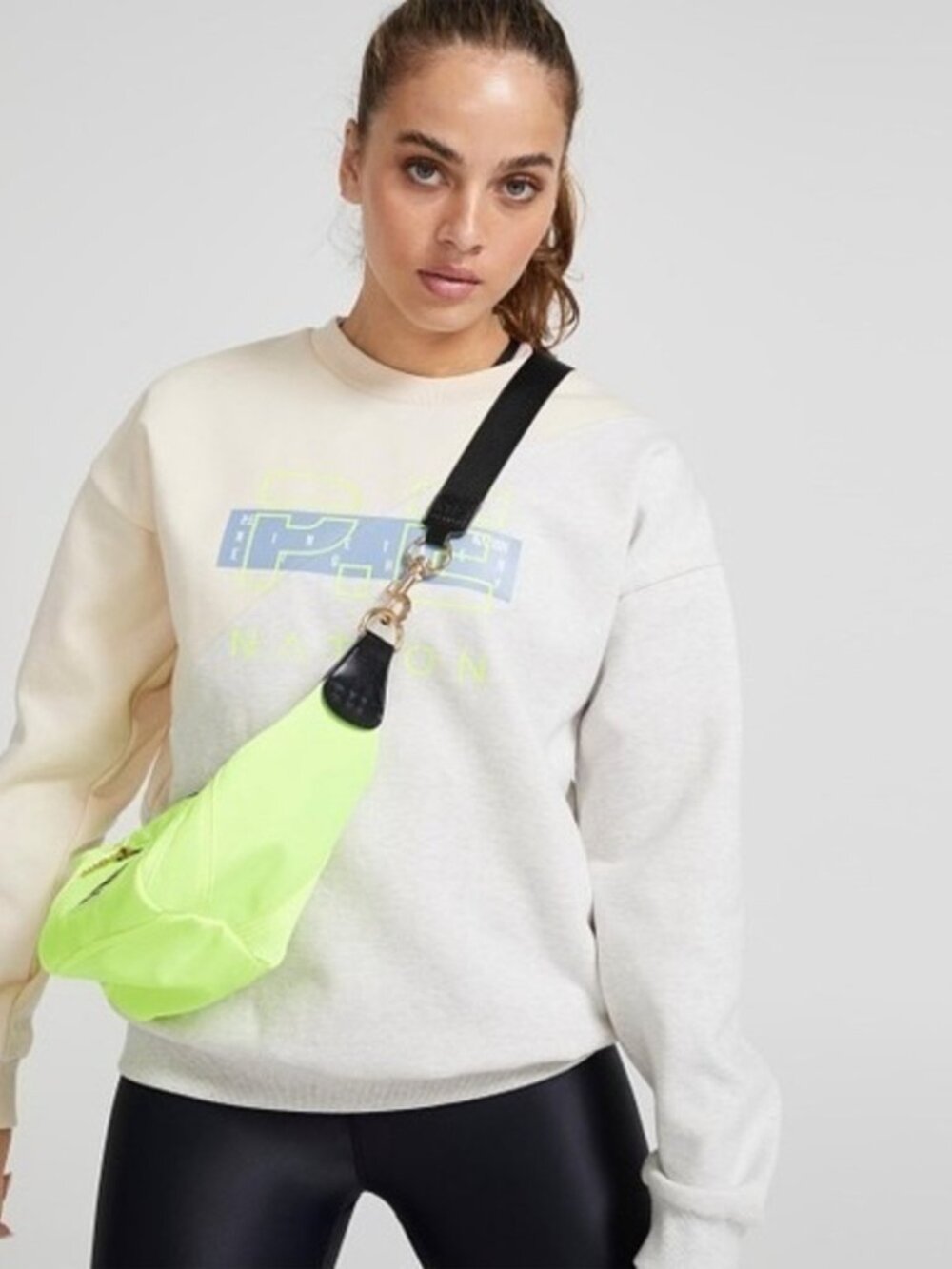 PE NATION First Position Sweatshirt in Pearled Ivory Grey Size XS